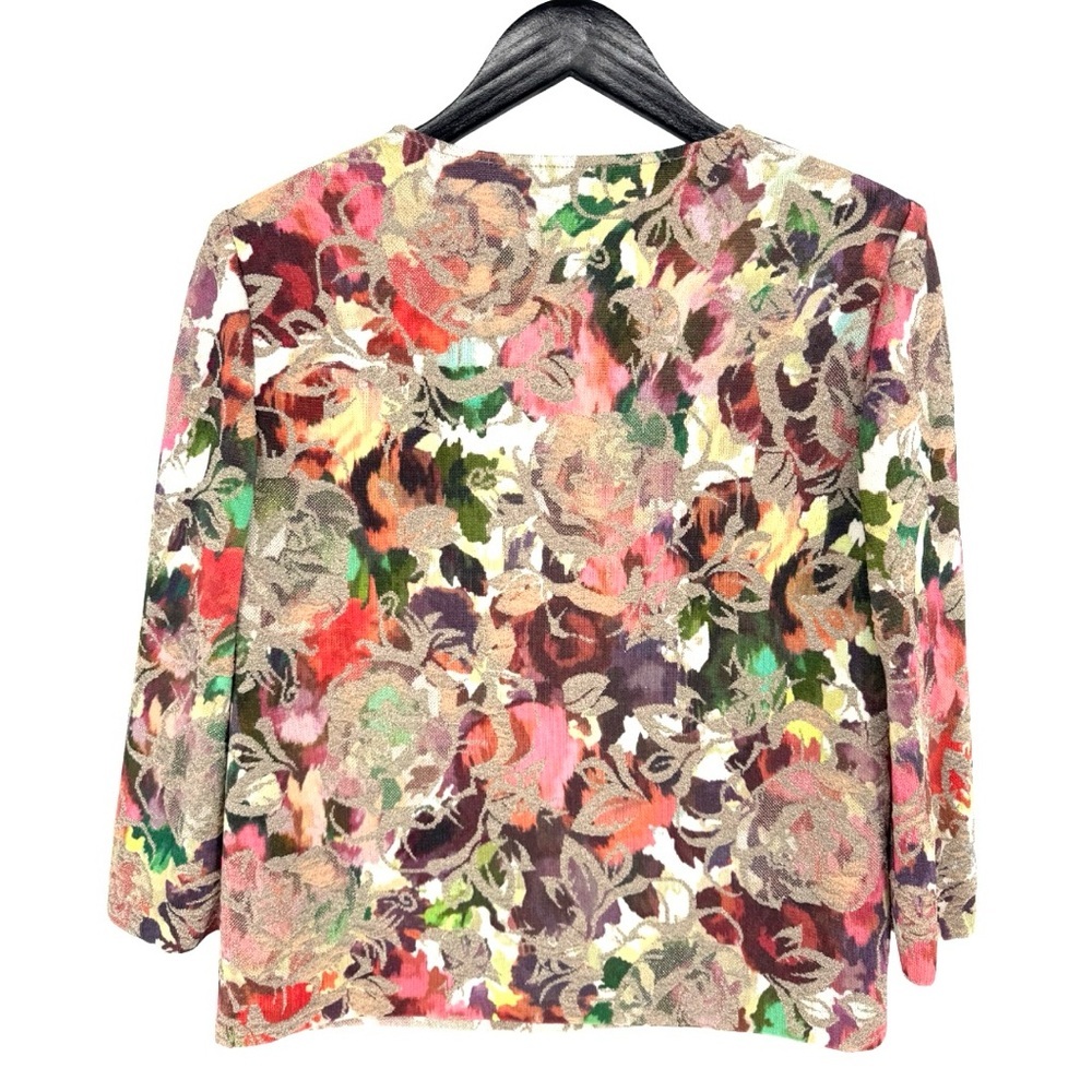 St John Embellished Metallic Floral Knit Cardigan 8 Event Dressy - Picture 4 of 11